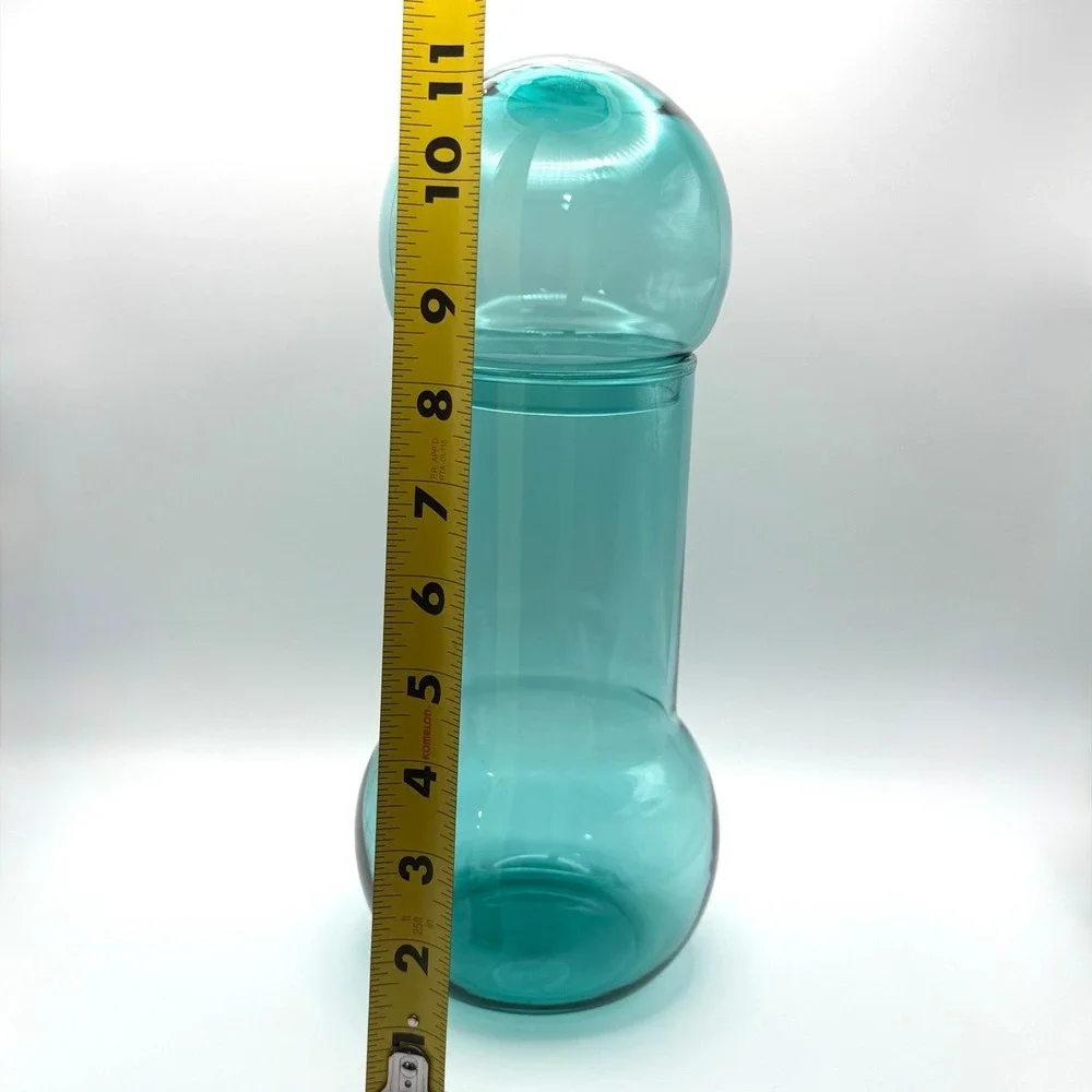 Vintage MCM Space Age Retro Apothecary Canister‎ Federal Glass Roly Poly Blue